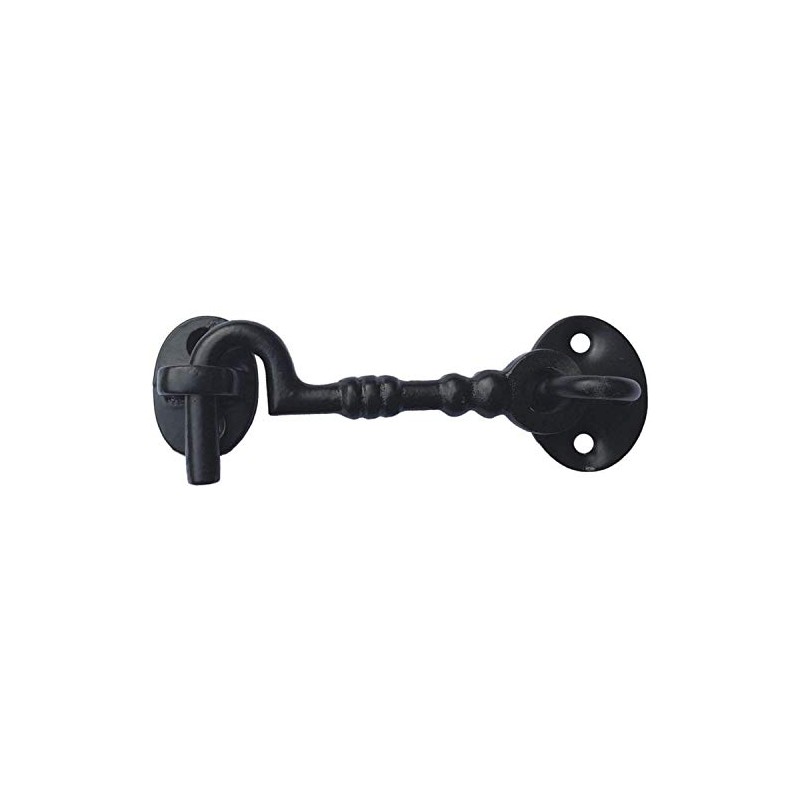 Black Traditional Cast Iron 4" (100mm) Cabin Hook & Eye