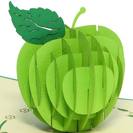 LINPOPUP®, LIN17650, pop-up cards, pop-up 3D cards, get well soon, 3D greeting cards, apple, 3D card folding card, birthday card, green apple, N378