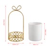 JUXYES Ceramic Silverware Holder For Tabletop, White Cutlery Holder With