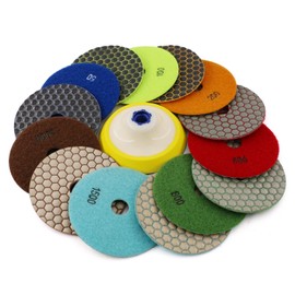 4" Dry Diamond Polishing Pads and Backer Pad - Sanding Tile Stone Marble Granite Concrete Ceramics Glass 8Set