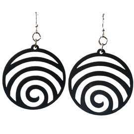 Wave laser-cut wood earrings sustainable eco-jewelry CHOOSE COLOR #1054 (Black Satin)
