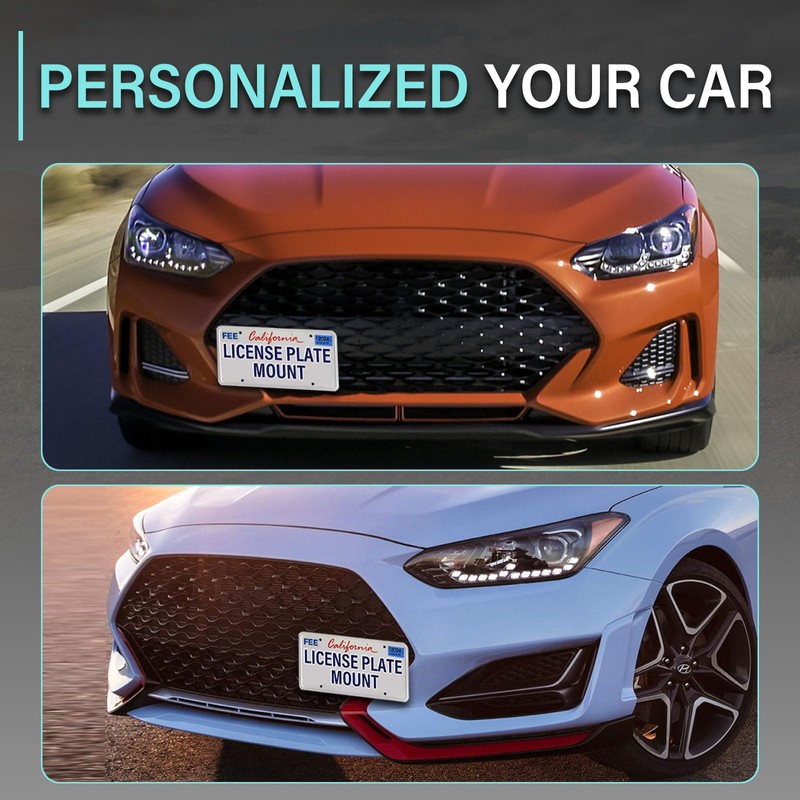 No Drill Front Bumper License Plate Mount Compatible with Hyundai