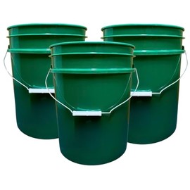 House Naturals 5 Gallon Premium HPDE Plastic Bucket - Made in USA Food Grade Storage Container, BPA Free All Purpose Pail (3, Dark Green)