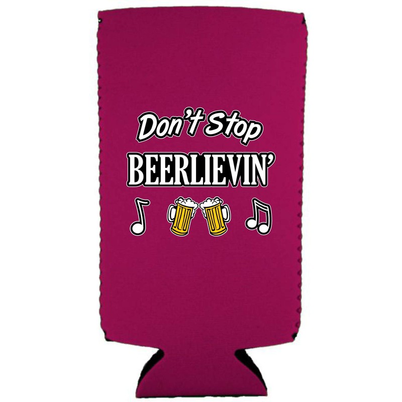 Don't Stop Beerlievin' Slim Can Coolie (Magenta)