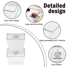 Yomjarl Tea Bag Storage 2 Pack Clear Plastic Tea Display Box Stackable Tea-Bag Holder Organiser Coffee Bar Organiser for Tea Bags,Sugar,Coffee Pods Storage for Kitchen Countertops Cabinets Pantry