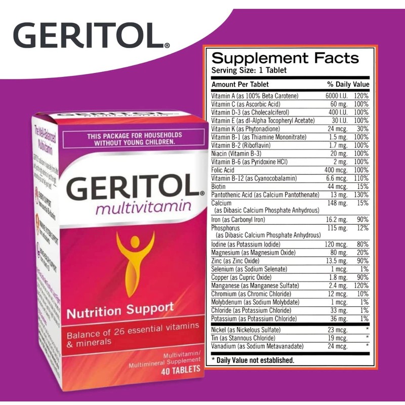 Geritol, Multivitamin Supplement, Contains B-Vitamins, Antioxidants, Vitamins C, E &