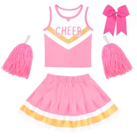 CIFITERY - Disfraz de animadora para niños, uniforme de animación rosa para niñas, regalo de cumpleaños, Halloween