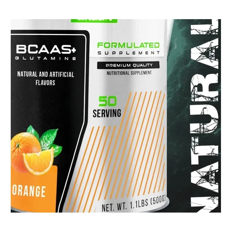 Aminoácidos Bcaas Glutamina 500g Natural Green Naranja