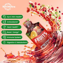 ReviNutra Super Fruit Liquid Juice - 30 Pouches Superfoods Fruits Supplement for Women, Men and Kids - Support Energy, Immunity, Digestion & Metabolism - Vegan, 30 Day Supply