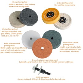 Amacupid Grinding Wheel Buffing Wheels 8 Set 3 inch. for Small Grinder Polishing Machine Electric Drills. Sharpening Polishing Glass, Stainless Steel Metal. Such As Lawn Mower Blades. Christmas Gifts
