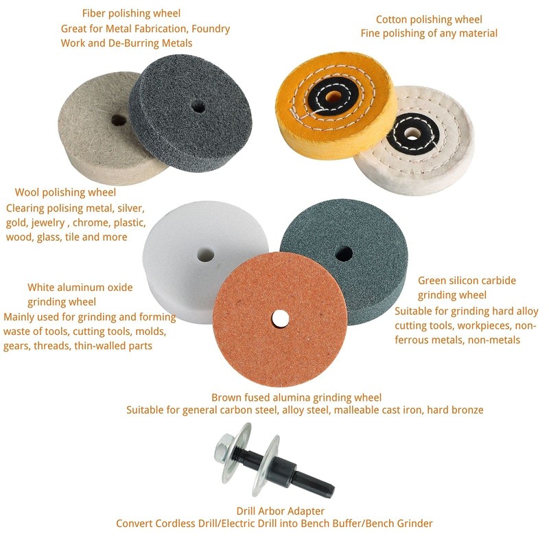 Amacupid Grinding Wheel Buffing Wheels 8 Set 3 inch. for