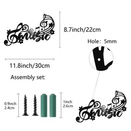 CREATCABIN Music Note Metal Wall Decoration Hollow Silhouette Iron Art Wall Mounted for Music Lovers Living Room Bedroom Office Garden Hanging Music Room Christmas Housewarming Gifts 11.8x8.7in