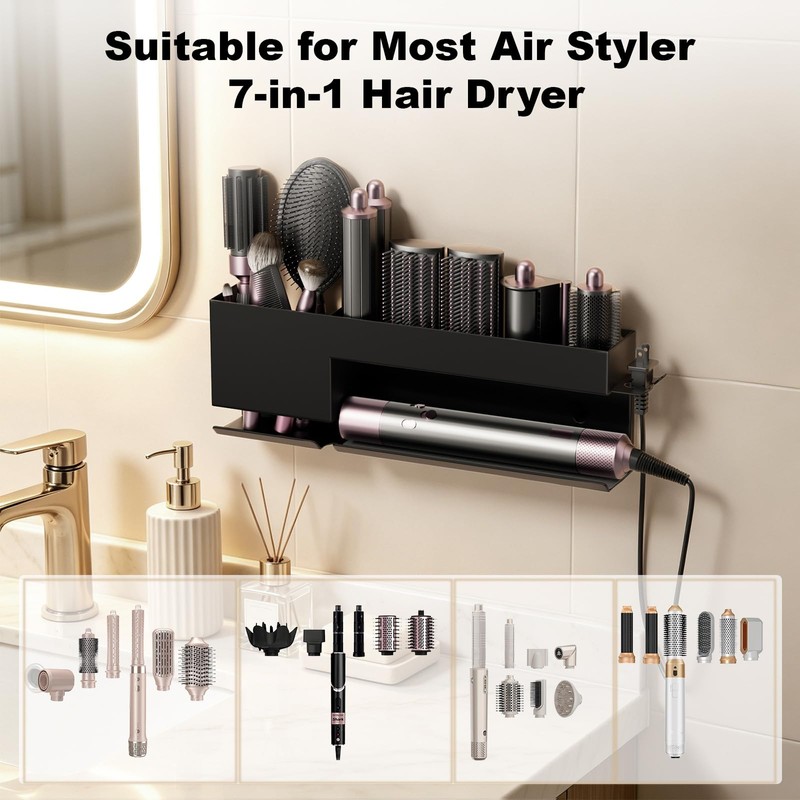 Hair Tool Organizer Wall Mount, Metal Curling Iron Accessories Rack