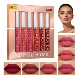 Gloss Labial Mate 6pcs Larga Duración Pigmentación Intensa                                                                                            