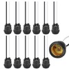12PCS Waterproof Black Pigtail Lamp Holder Socket,E26/E27 Fully Sealed Rainproof