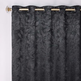 Superior Blackout Curtains, Room Darkening, Bedroom, Drapes, Kitchen, Living Room Window Accents, Sun Blocking, Thermal, 2 Pack, Leaves Blackout Curtains, Set of 2, 36" x 84", Black