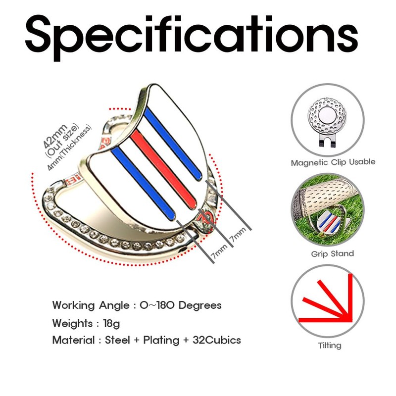 Golf Ball Line Marker Tool Kit Set. 360 Degree 3-Line
