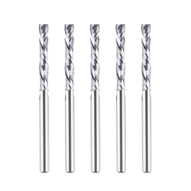 SpeTool Compression CNC Spiral Milling Cutter 3.175 mm (1/8 Inch) Cutting Diameter Shaft 22 mm Cutting Length HRC55 Solid Carbide CNC End Mill for Wood Pack of 5