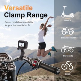 Mechrig Aluminum 360° Rotating Bike Handlebar Mount, Heavy Duty Motorcycle Clamp for GoPro Hero 13/12/11/10/9 Session, for Akaso Campark & Other Action Cameras- YD045