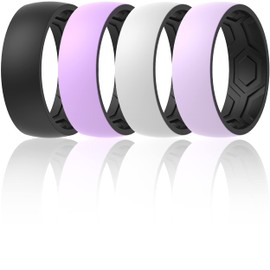 ThunderFit Anillos de boda de silicona para hombres y mujeres, diseño superior de 2 capas, 7 mm de ancho y 1,8 mm de grosor