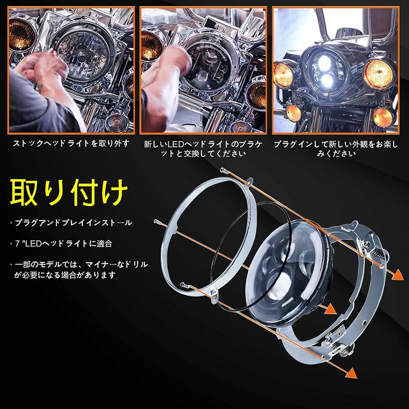 Chelhead 7" Headlight Bracket Mounting Ring Fixing Hardware for Harley