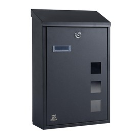 Wall Mounted Letterbox, Mailbox, Copper Lock, Viewing Windows, Nameplate, 11.5 x 25.5 x 39.5 cm