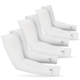 SportsTrail - Mangas de enfriamiento para hombres y mujeres, transpirables, absorben la humedad para mujeres, hombres y niños, 3 pares: blanco, Talla única