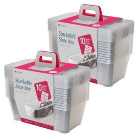 Life Story 5.7 L Clear Shoe & Closet Storage Box Stacking Container, 20 Boxes