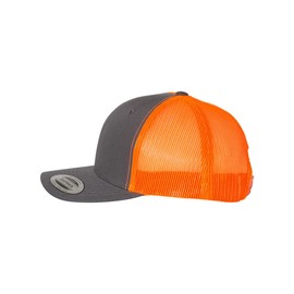 MG MGA Convertible British Sports Car Fully Embroidered Yupoong 6606 Snapback Trucker Fitted Cap Grey/Orange