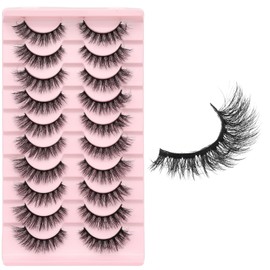 Wispy Fluffy False Eyelashes Faux Mink Lashes Soft & Lightweight for a Natural Cat Eye Look