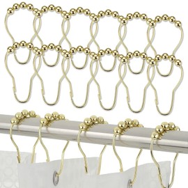 MEISO 12 Unidades Juego de 12 Ganchos para Cortina de baño Acero Inoxidable Cromo Pulido (Gold)