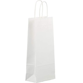 JAM PAPER Wine Gift Bags - 5 1/4 x 3 1/2 x 13 - White Kraft - Bulk 100 Bags/Pack