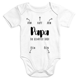 MoonWorks® Short Sleeve Baby Bodysuit Papa du schaffst das Funny Organic Cotton Youth Girls Onesie -