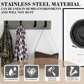 Sondeng Pack of 24 Black Coat Hooks with 50 Screws, Coat Hooks, Wall Hooks for Screws, Stainless Steel Vintage Hooks for Acoustic Panels, Wooden Wall, Bedroom, Living Room, Bathroom