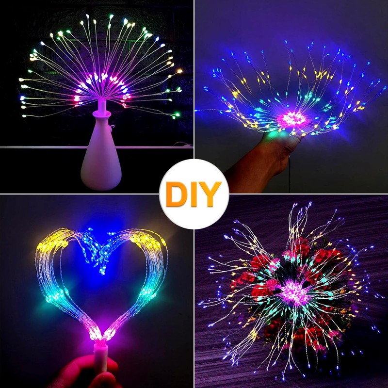 Christmas Lights Solar Fairy Lights 8Pack Hanging Solar Firework Lights