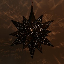 16 Inch Moravian Hanging Tin Star Light - Flower Cut