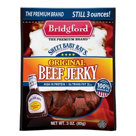 Bridgford Sweet Baby Ray's Original Beef Jerky, High Protein, Zero Trans Fat, Made With 100% American Beef, 3 oz, Pack of 1