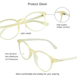 VisionGlobal Blue Light Blocking Glasses for Women/Men, Anti Eyestrain, Computer Reading, TV Glasses, Stylish Square Frame, Anti Glare (Yellow, 6.00 Magnification)