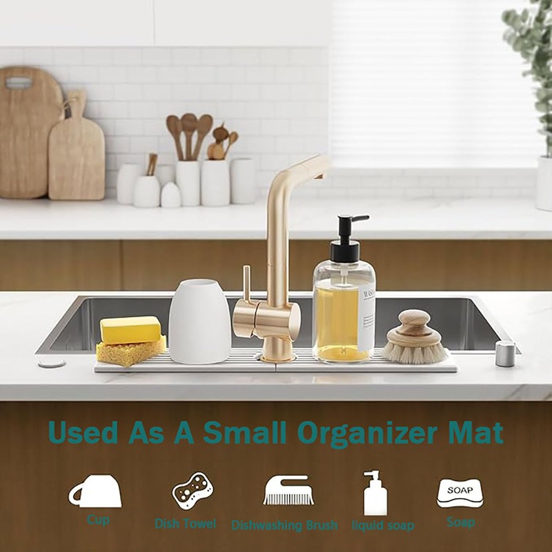 24 in Faucet Mat for Kitchen Sink, Quick Drying Faucet