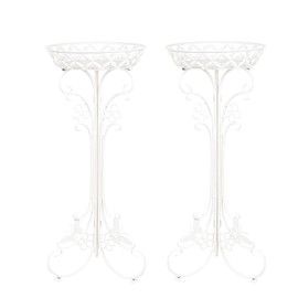 Sungmor Lightweight Metal Flower Pot Stands - 2 Pack 29.7 Inches Tall White Plant Stand - Rustproof Potted Plant Holder Container Support - Indoor & Outdoor Elegant Corner Decorative Display Rack