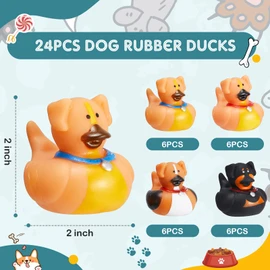 Deekin 24 Patos de Goma de Animales Patos de Perros de 2 Pulgadas Pequeños Patos de Goma Flotantes para Cruceros Regalo de Fiesta de Cumpleaños de Ducha Actividad Fiesta Temática de Perro