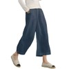 ECUPPER Womens Casual Loose Elastic Waist Cotton Trouser Cropped Wide