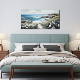 Large Canvas Wall Art for Living Room Beach Landscape Wall Art Decor Prints Modern Office Wall Decor Flower Pictures Wall Decor Artwork Canvas Wall Painting Wall Decor for Bedroom with Frame 20x40 IN