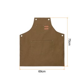 HARFINGTON Canvas Chef Aprons 75x69cm Adjustable Strap Cross Back Kitchen Cooking Apron with 3 Pockets for Men Women Chef, Brown