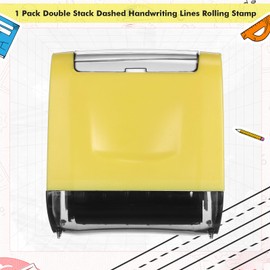 Nezyo Rolling Stamp 2 Dashed Lines Self Inking Roller Stamp Yellow Shell Black Ink Quickly Handwriting Practice Stamp for Teachers Parents Educational Kindergarten Primary School