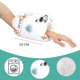 Nursing Pillow Small Nursing Muff Diameter 20 cm - Mini Nursing Pillow Baby Arm Nursing Pillow Arm Pillow for Travel Nursing Pillow Cotton Safari White