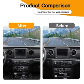 Hoolcar Dashboard Air Conditioner Vent Ring Trim Cover Aluminum Alloy Interior Accessories Compatible with 2018-2023 Jeep Wrangler JL JLU & Gladiator JT, Black, 4PCs