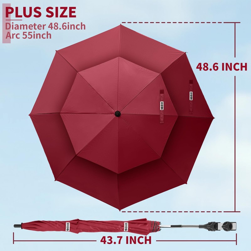 NBtoUS 2 Pack 48.6" Double Canopy Umbrella with Clamp, UPF50+