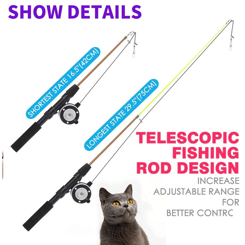 Whefory Retractable Cat Teaser Wand Toy, Cat Toys for Indoor