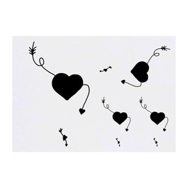 4 x 'Black Hearts And Arrows' Temporary Tattoos - Water Resistant, Skin-Safe, Non-Toxic Transfers, Mixed Sizes (TO00082614)